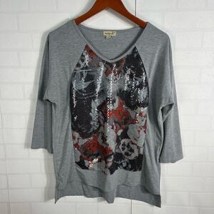 One world womens top size M Sequin Graphic